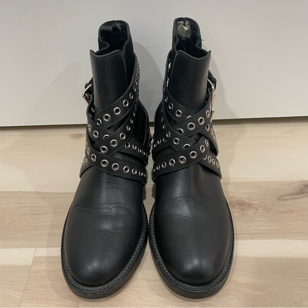 Miu Miu 5T652A Bisonte 2 Nero (Black) Women’s Biker Leather Boots Size 41 Buckle - Picture 3 of 16